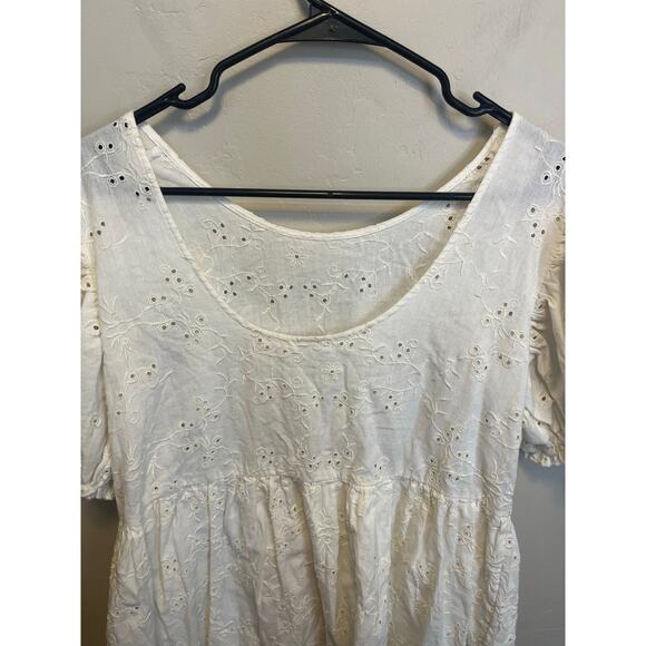 Sunday Best Aritzia White Eyelet Bubble Sleeve Peplum Girly Romantic Blouse XS - Picture 10 of 15